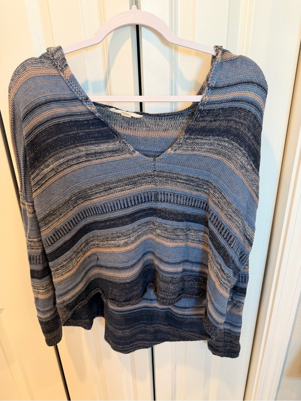 LoveStitch Blue Multi-Stripe V-Neck Sweater